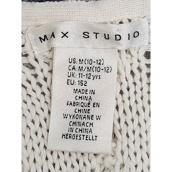 Max Studio Black White Cream Sleeveless Cardigan Sweater M 10 12 Girls Soft - Picture 4 of 5